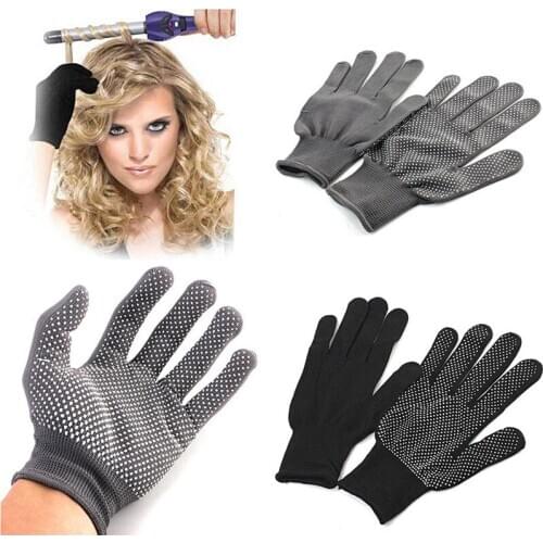 1Pair Hair Straightener Perm Curling Hairdressing Heat Resistant Finger Glove Hair Care Styling Tools Thermal Styling Gloves Hot