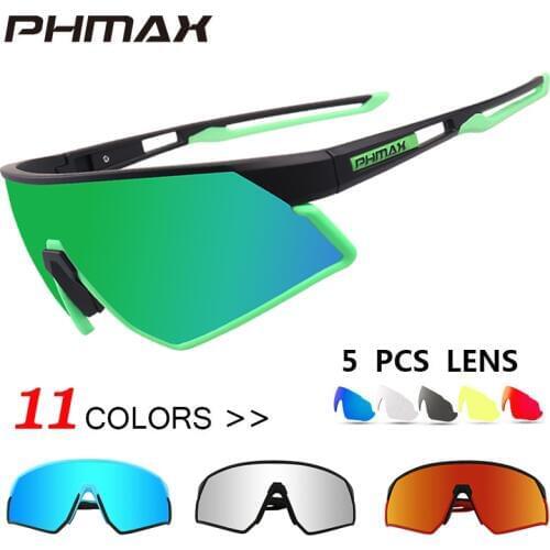 PHMAX Ultralight Cycling Glasses Polarized 5 Lens Outdoor Sports MTB Bike Glasses Men&Women Cycling Sunglasses Goggles Eyewear