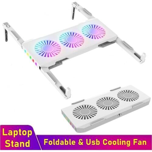 Tongdaytech Portable Laptop Stand Holder For Macbook Pro iPad Three Usb Cooling Fan Cooler Foldable Tablet Game Support Notebook