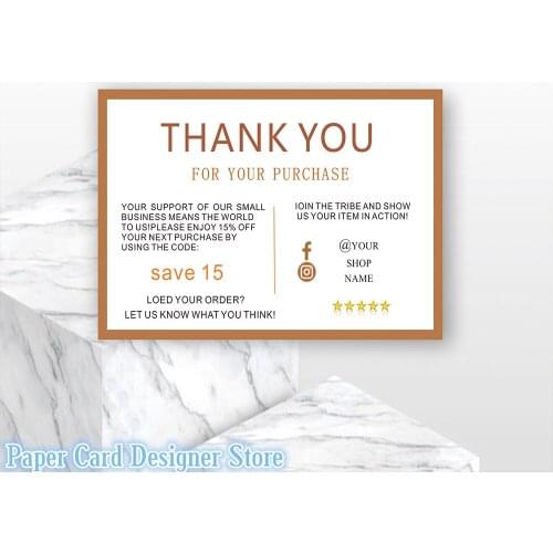 Custom Thank You For Your Order MODERN Business Insert card Packaging Cards Media Social Cards Online Business Thank You