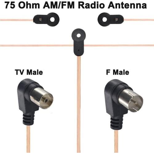 75 Ohm AM/FM Radio Antenna Universal T type Dipole HD Audio Aerial F Male/TV Male for Yamaha