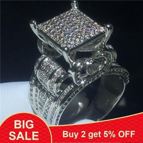 Luxury Court ring 925 Sterling silver Pave set AAAAA Cubic Zirconia Promise Engagement Wedding Band Rings for women men Jewelry