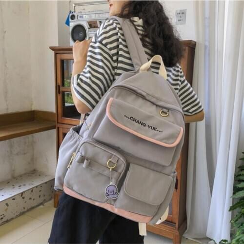 Female Backpack Nylon Multiple Pockets Travel Rucksack College School Bag for Teenage Girls Campus High Quality Women Backpack