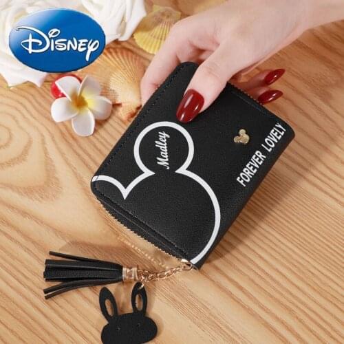 Disney Bags Mickey Mouse Kid Cute Card Package Cartoon Minnie Wallet Short Child Coin Purse Simple Woman Handbag Fashion Zipper