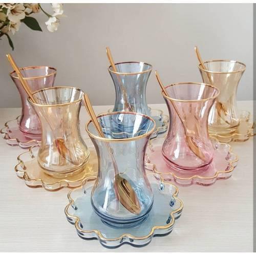 Turkish Tea Cup Set Pasabahce Melis Daisy Dish Tea Set Tea Turkish Arabic Russian Fas British Azeri French Tea Cup set