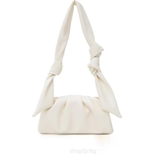 2021 Spring Pleated Dumpling Bag Hobo Milk Tea Lady Cloud Bag One Shoulder Cross-body Girl Cute PU Knot Chain