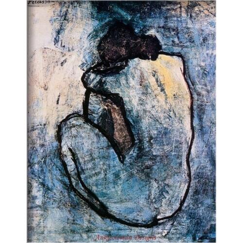 Needlework for Embroidery DIY French DMC High Quality - Counted Cross Stitch Kits 14 ct Oil painting - Blue Nude