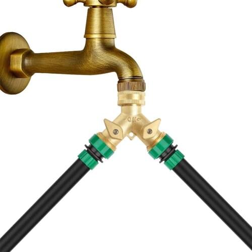 Y Garden Hose Connector Brass Garden Hose Splitter Y-Type Watering Connector Distributor For Outdoor Tap And Faucet
