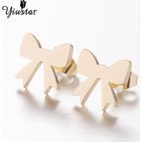 Yiustar Bowknot Stainless Steel Ear Earring Elegant Charming Earrings Cute Geometric Earrings For Women Holiday Travel Keepsake