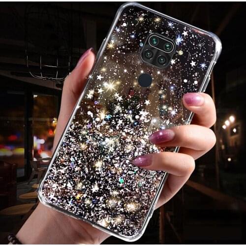 Star Glitter Diamond Case for POCO X3 Redmi 9C NFC 9 9A 8 8A 7 7A 6 6A Note 9S 8T 9 8 Pro Max 7 6 Girl Bling Clear Cover