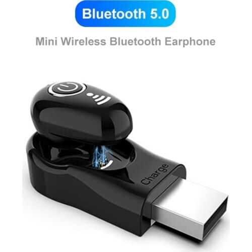 2020 New Bluetooth V5.0 EDR Updated Version S650 1Pc Mini Wireless Bluetooth 5.0 Earphone In-Ear Stereo Earbuds USB Charger