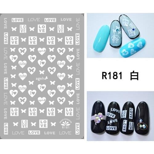3D Stickers for Nails White Letter Cute Love Heart Nail Foil Sticker Small Adhesive Stickers for Manicure Nail Art Decoration
