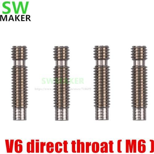 SWMAKER 3D printer accessories V6 stainless steel throat 1.75/3.0mm M6 threaded with/ PTFE tube /4.1 hole for direct extruder