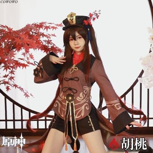 Anime! Genshin Impact Hutao LiYueGang Game Suit Hu Tao Lovely Uniform Cosplay Costume Halloween Party Outfit For Women 2021 NEW