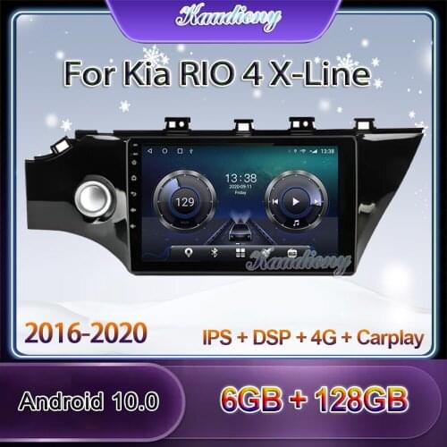 Kaudiony 9" Android 10.0 Car Radio Automotivo For Kia RIO 4 X-Line Car DVD Multimedia Player Auto GPS Navigation 4G 2016 - 2020