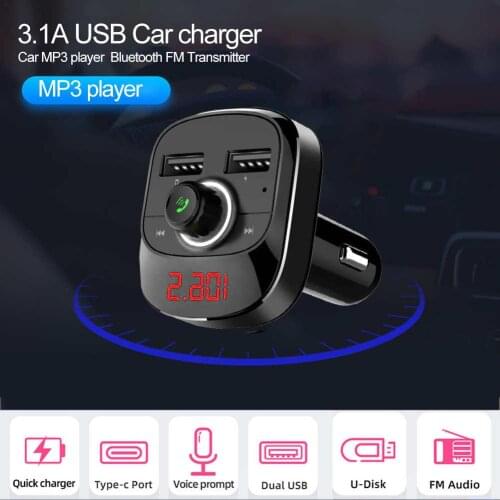 Bluetooth 4.1 Car MP3 Player Bluetooth FM Transmitter Car Player Kit Card Handsfree Car Charger Quick With 2.1A Dual USB12V-24V