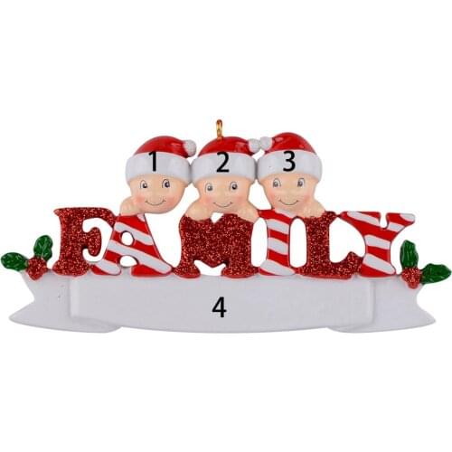 Sparkle Family of 3 polyresin glossy personalized christmas tree ornaments for home decorations