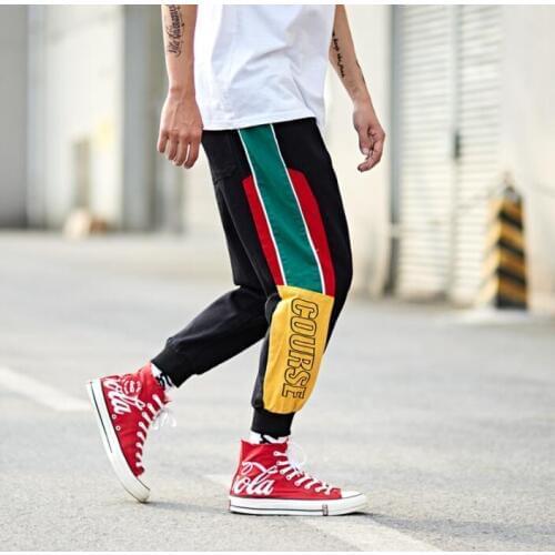 Summer personality fashion splice pants mens feet trousers pantalones hombre cargo loose harem pants for men pantalon homme
