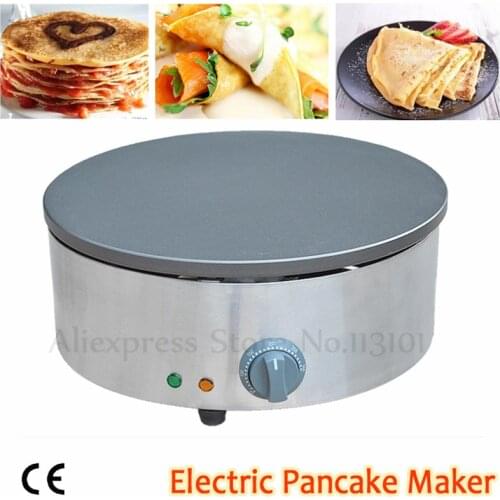 Electric Crepe Maker Pizza Baker Pancake Griddle Tacos Cachapa Shawarma Making Machine Non-stick 40cm Large Plate Wood Spreader