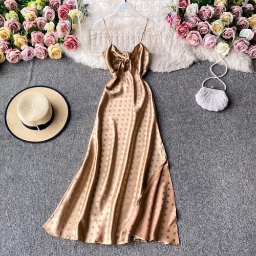 French Retro Light Mature Temperament Western Style Polka Dot Suspender Skirt Sexy Tube Top Dress