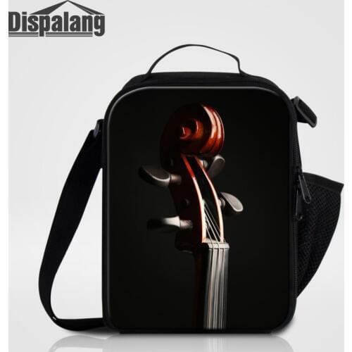 Dispalang Insulated Lunch Bag For Women Girls Violin Pattern Portable Thermal Lunch Box for Kids Food Cooler Bags Tote