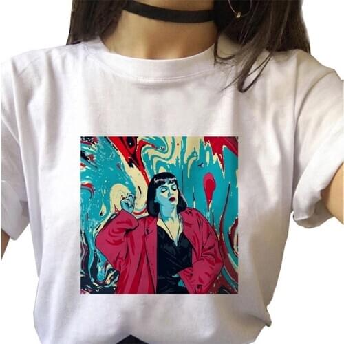 Pulp Fiction Woman T-shirt Fashion Hip Hop Ulzzang Grunge Aesthetic T-shirt Harajuku Printed T-shirt Clothes Top Female
