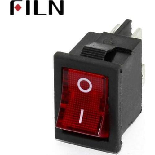 FILN KCD1 rocker switch 10A 250V 4 feet on -off mini power switches with led light