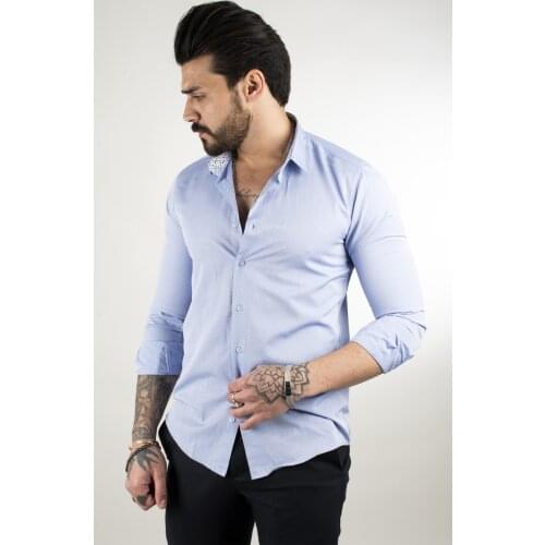 DeepSEA Narrow Cut Patterned Long Sleeve Male Shirt 1909005