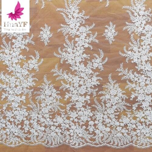 2021 Snow White New French Bridal Mesh Embroidery Lace Sequence Fabrics HY1315