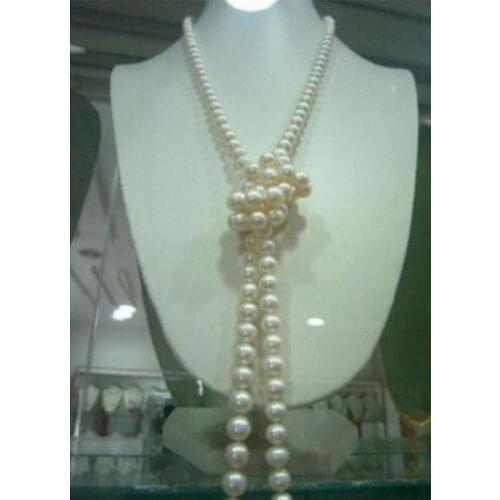 9-10mm AAA white Freshwater Cultured pearl necklace 50" AWA