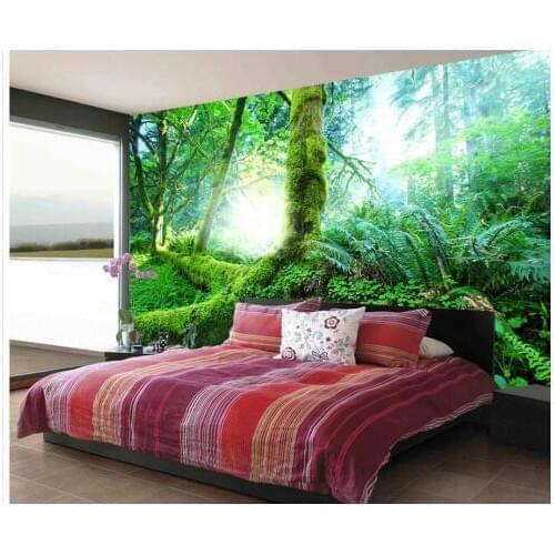 Custom any size 3D green sun forest TV wallpapers for living room classic wallpaper for walls 3d stereoscopic wallpaper