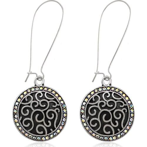Simple Elegant Bohemian Retro Round Earrings Ethnic Style Female Charm Earring Holiday To the Sea Jewelry Accessories