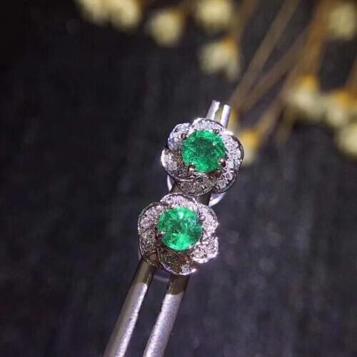Natural And Real Emerald earrings classic fine Jewelry women wedding 925 sterling silver