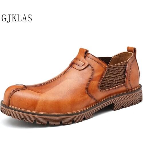 Big Size Mens Casual Shoes Genuine Leather Fashion Brown Black Loafers Classic Slip on Shoes Men Boot Leather Shoes for Man