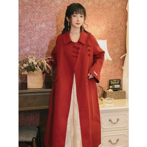 2020 new fashion womens clothing Turn-down Collar Single Breasted Long wool coat for women