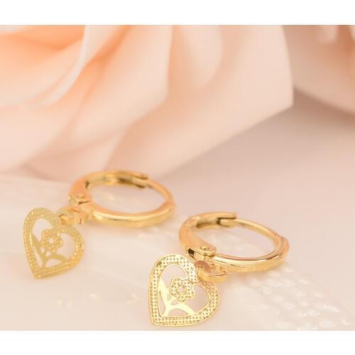 Gold Heart drop Earrings Women/Girl,Love Trendy fashion Jewelry wedding bridal party kids children best gift