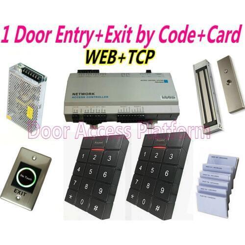 1 Door 2 Way Password+Card Control Panel with Web IP/Web Browser Controller+1 pcs Magnetic lock+2 pcs Pin-code Reader/EM card