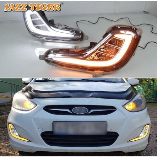12V Daytime running lights For Hyundai Solaris Accent 2010 2011 2012 2013 Drl with turn signals LED For cars auto Fog headlights