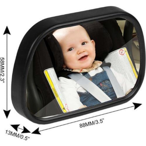 2 in 1 Adjustable 87mm x 56mm Baby Safety Rear Seat View Mirror Car Sun Visor Mounted Children With Clip & Sucker
