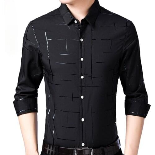 2021 Brand Casual Plaid Luxury Plus Size Long Sleeve Slim Fit Men Shirt Spring Social Dress Shirts Mens Fashions Jersey