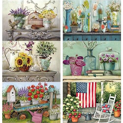 New 5D DIY Diamond Painting Flower Diamond Embroidery Vase Cross Stitch Full Square Round Drill Craft Home Decor Manual Art Gift