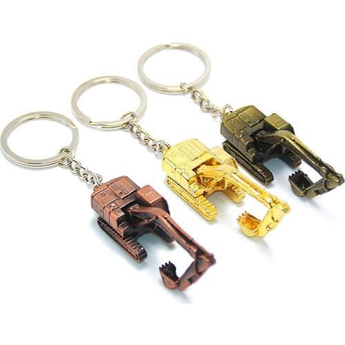 FREE SHIPPING 10pcs/lot Mini 3D Excavating Machinery Keychains Excavator Digger Keyrings Construction Company Gifts