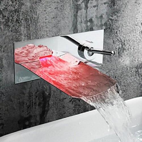 Free shipping Inwall mounted LED bathroom faucet with single handle LED basin sink faucet of brass bathroom basin sink faucet