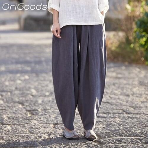 Elastic Waist Linen Plus size Women Long Harem Pants Bloomers Vintage Loose Casual Novelty 2017 Original Pants Trousers B174
