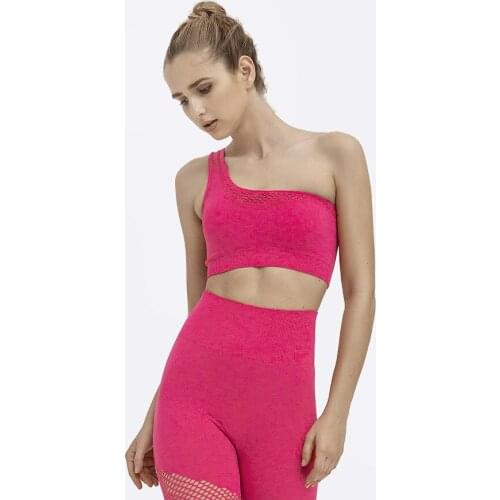 Quick-drying yoga inclined shoulder hole vest beautiful back outdoor professional sports running seamless fitness bra