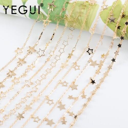 YEGUI C231,diy chain,18k gold plated,copper metal,jewelry findings,star moon chain,diy bracelet necklace,jewelry making,1m/lot