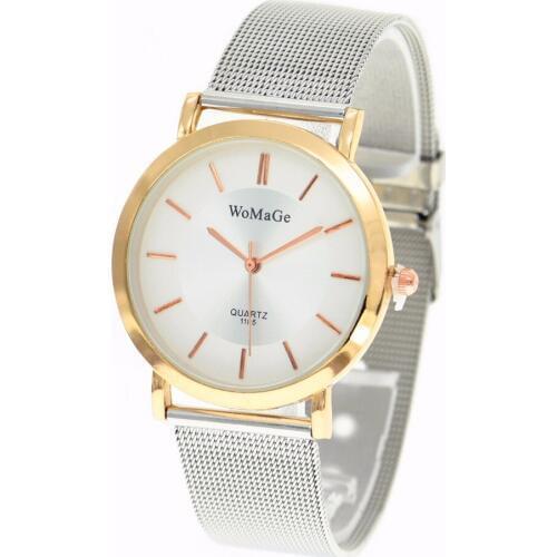 High Fashion Womage 1185 Wholesale Mesh Watches Women Men Quartz Analog Alloy Band Watch Hot Sale Women Dress Wrist Watch