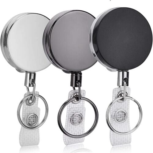 Badge Holder Reel Clip Retractable, 3 Pcs Heavy Duty Retractable Badge Reels with Keyrings and ID Holder Strap for Name Card Key