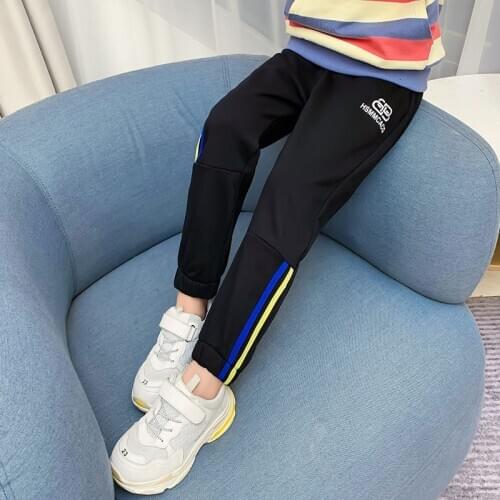 Kids Sweatpants Stripe Pocket Sports Pants for Girls Running Loose Athletic Pants Boys Outdoor Fitness Casual Long Pants