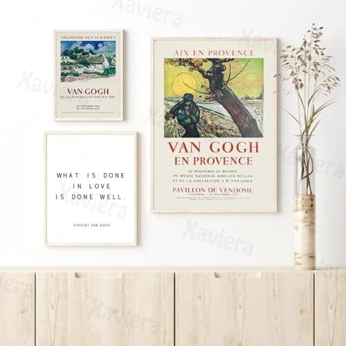 Canvas Print Decor Poster Van Gogh Impressionist Painting Exhibition Art Poster Gallery Wall Decor Picture Modern Home Decor